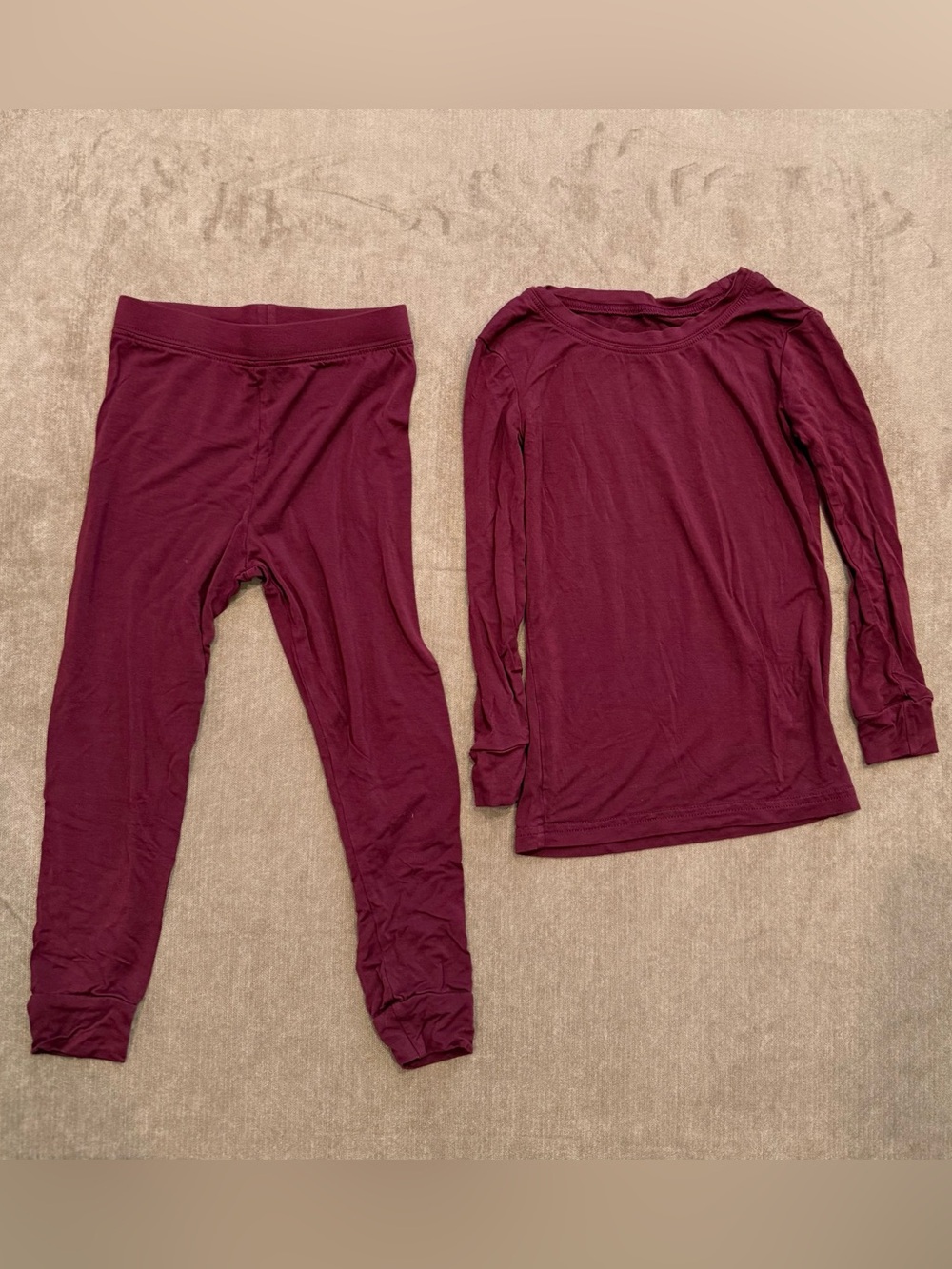 Little Sleepies Burgandy 3T Long Sleeve Top & Leggings Set